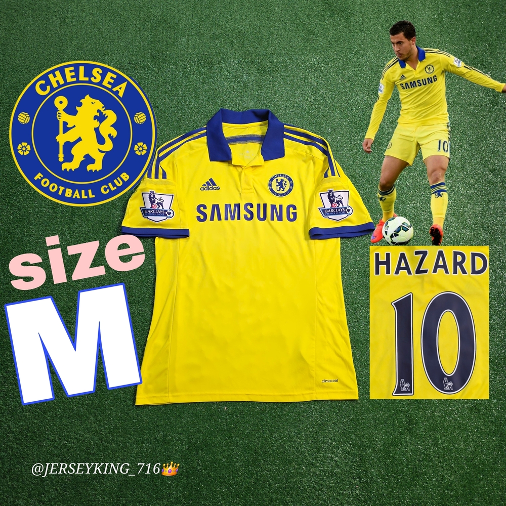 Adidas Chelsea Fc Eden Hazard #10 2014/2015 Away Yellow Jersey Men's Medium EPL